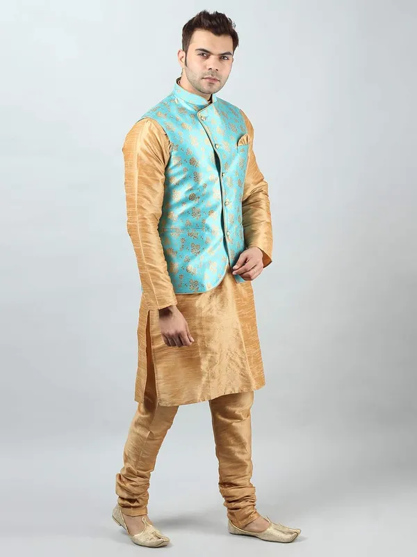 Men's_Silk_Blend_Regular_Kurta_Churidar_Pyjama_with_Bundi_Nehru_Jacket/Waistcoat