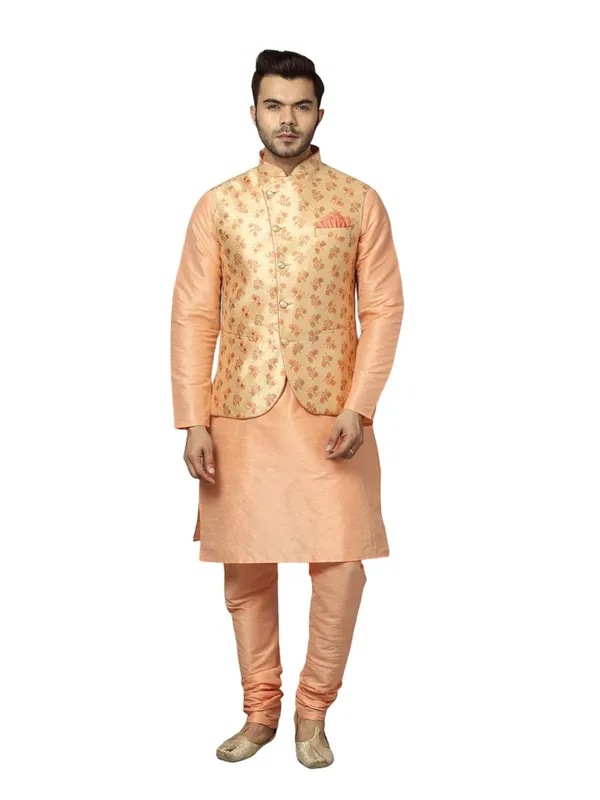 Men's_Silk_Blend_Regular_Kurta_Churidar_Pyjama_with_Bundi_Nehru_Jacket/Waistcoat