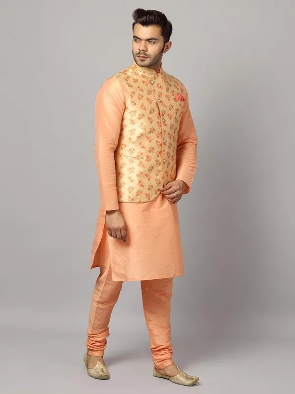 Men's_Silk_Blend_Regular_Kurta_Churidar_Pyjama_with_Bundi_Nehru_Jacket/Waistcoat