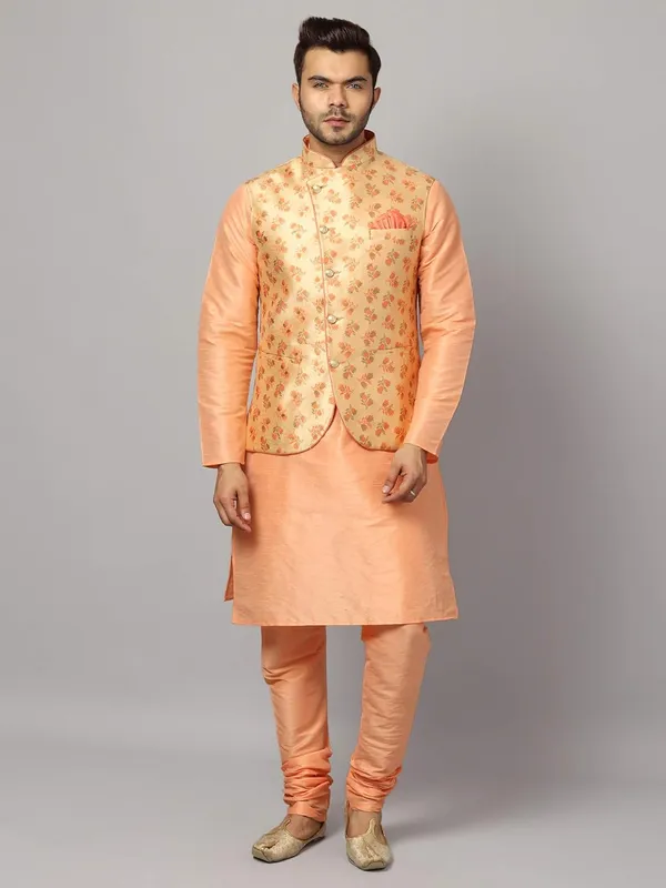 Men's_Silk_Blend_Regular_Kurta_Churidar_Pyjama_with_Bundi_Nehru_Jacket/Waistcoat