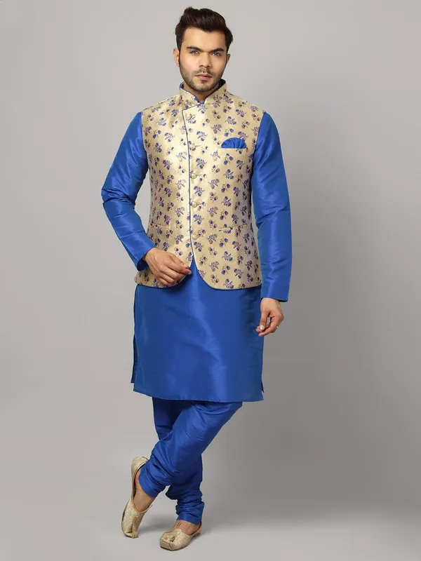 Men's_Silk_Blend_Regular_Kurta_Churidar_Pyjama_with_Bundi_Nehru_Jacket/Waistcoat