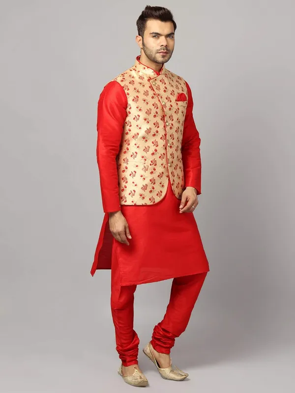 Men's_Silk_Blend_Regular_Kurta_Churidar_Pyjama_with_Bundi_Nehru_Jacket/Waistcoat