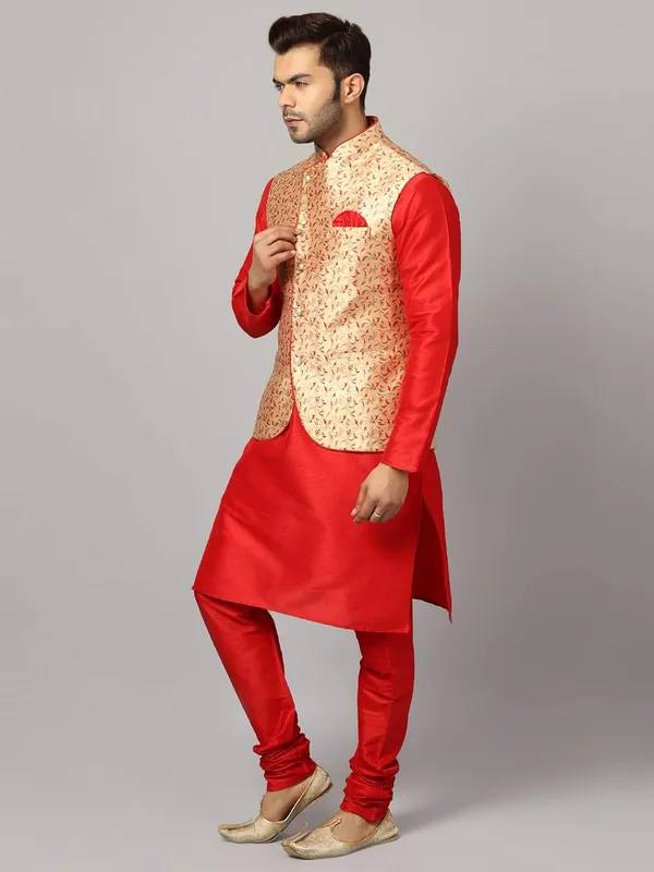 Men's_Silk_Blend_Regular_Kurta_Churidar_Pyjama_with_Bundi_Nehru_Jacket/Waistcoat