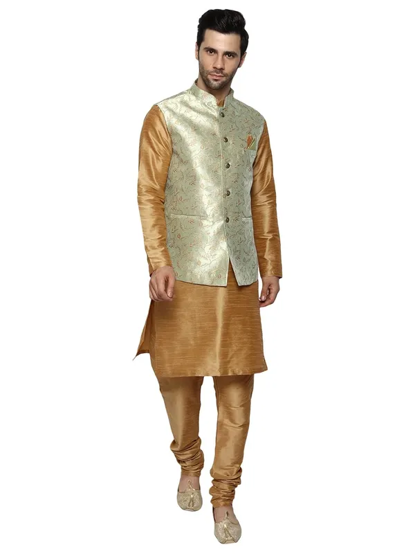 Men's_Silk_Blend_Kurta_Pajama_with_Designer_Ethnic_Nehru_Jacket/Modi_Jacket?