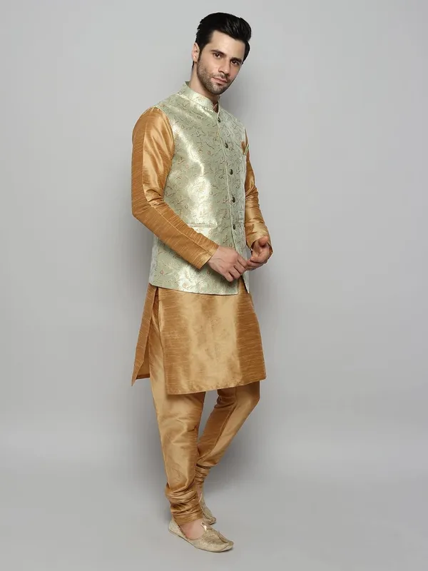 Men's_Silk_Blend_Kurta_Pajama_with_Designer_Ethnic_Nehru_Jacket/Modi_Jacket?