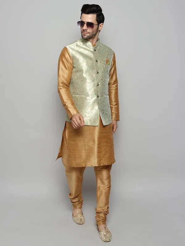 Men's_Silk_Blend_Kurta_Pajama_with_Designer_Ethnic_Nehru_Jacket/Modi_Jacket?