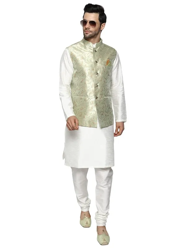 Men's_Silk_Blend_Kurta_Pajama_with_Designer_Ethnic_Nehru_Jacket/Modi_Jacket?