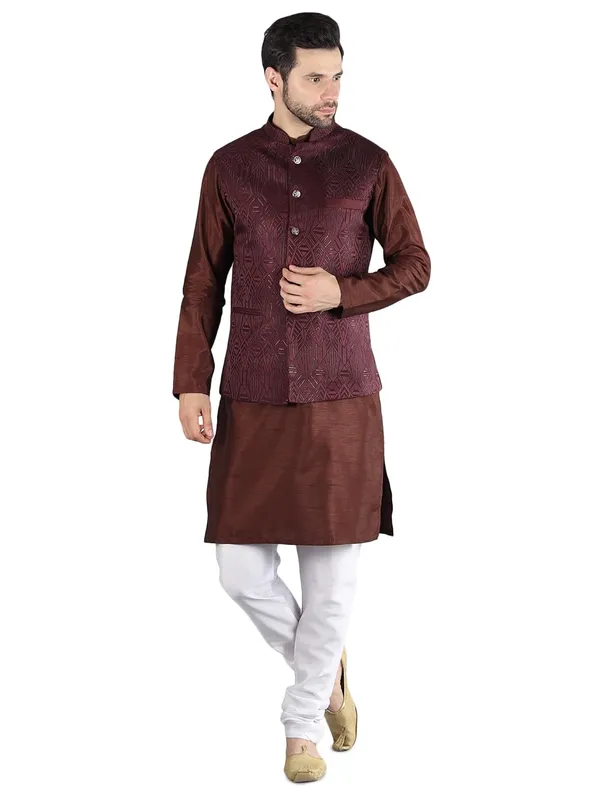 Men's_Silk_Blend_Kurta_Pajama_with_Designer_Ethnic_Nehru_Jacket/Modi_Jacket