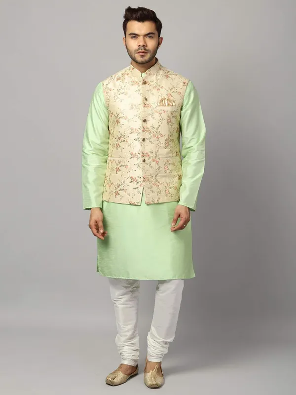 Men's_Silk_Blend_Regular_Kurta_Churidar_Pyjama_with_Bundi_Nehru_Jacket/Waistcoat