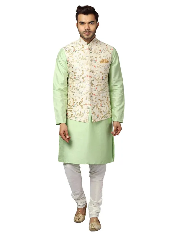 Men's_Silk_Blend_Regular_Kurta_Churidar_Pyjama_with_Bundi_Nehru_Jacket/Waistcoat