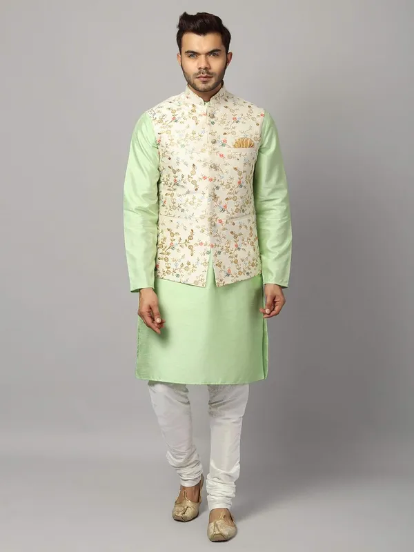 Men's_Silk_Blend_Regular_Kurta_Churidar_Pyjama_with_Bundi_Nehru_Jacket/Waistcoat