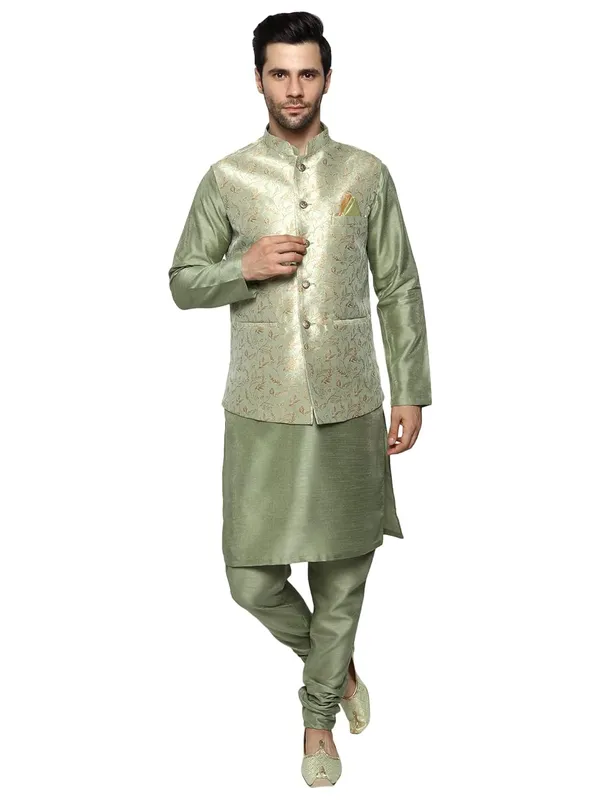 Men's_Silk_Blend_Kurta_Pajama_with_Designer_Ethnic_Nehru_Jacket/Modi_Jacket?