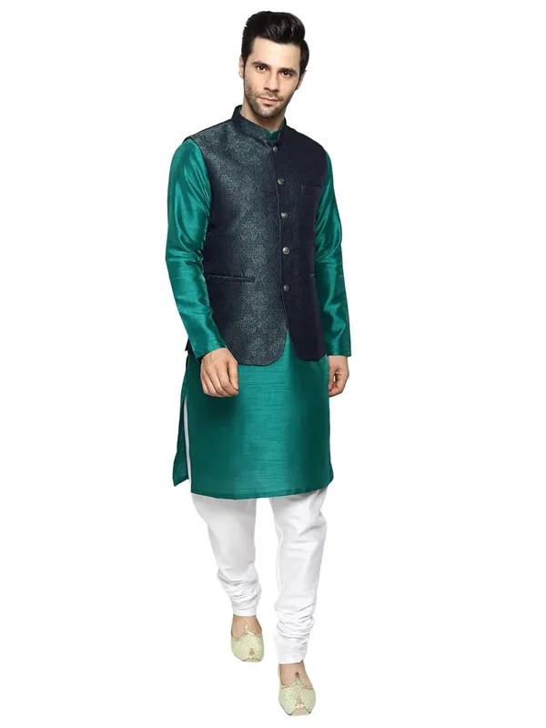 Men's_Silk_Blend_Kurta_Pajama_with_Designer_Ethnic_Nehru_Jacket/Modi_Jacket?