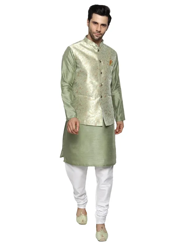 Men's_Silk_Blend_Kurta_Pajama_with_Designer_Ethnic_Nehru_Jacket/Modi_Jacket?