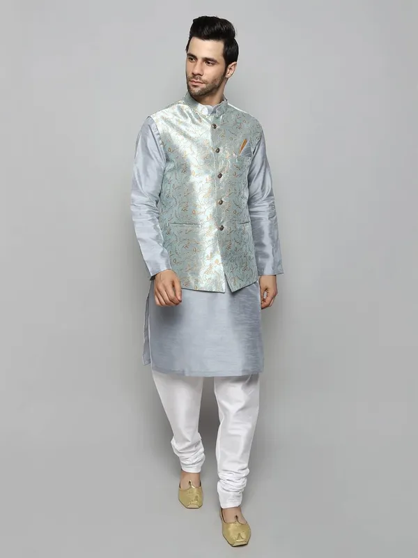 Men's_Silk_Blend_Kurta_Pajama_with_Designer_Ethnic_Nehru_Jacket/Modi_Jacket?