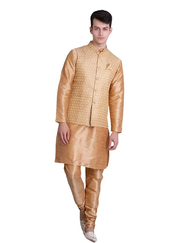 Men's_Silk_Blend_Regular_Kurta_Churidar_Pyjama_with_Bundi_Nehru_Jacket/Waistcoat