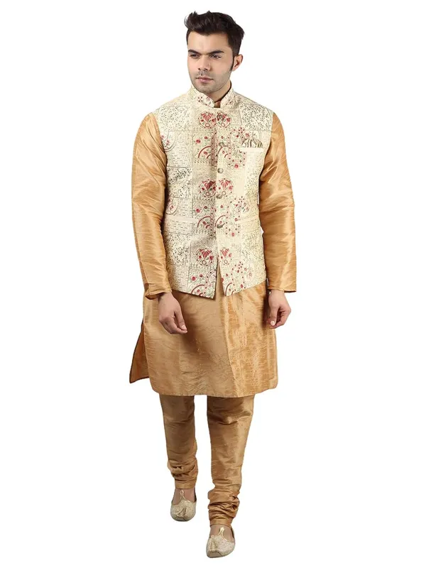 Men's_Silk_Blend_Regular_Kurta_Churidar_Pyjama_with_Bundi_Nehru_Jacket/Waistcoat