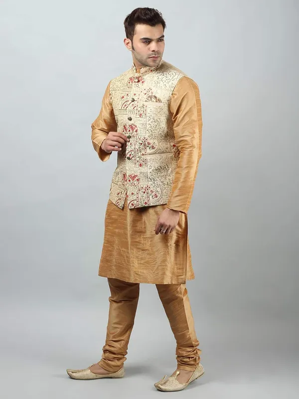 Men's_Silk_Blend_Regular_Kurta_Churidar_Pyjama_with_Bundi_Nehru_Jacket/Waistcoat