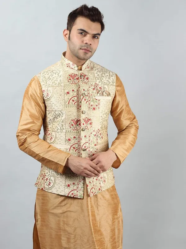 Men's_Silk_Blend_Regular_Kurta_Churidar_Pyjama_with_Bundi_Nehru_Jacket/Waistcoat