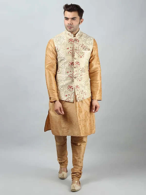Men's_Silk_Blend_Regular_Kurta_Churidar_Pyjama_with_Bundi_Nehru_Jacket/Waistcoat