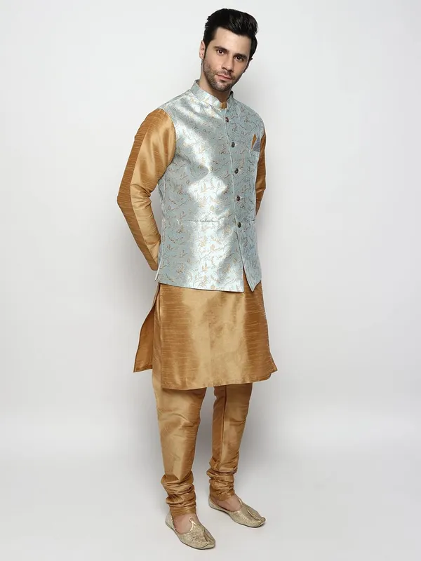 Men's_Silk_Blend_Kurta_Pajama_with_Designer_Ethnic_Nehru_Jacket/Modi_Jacket?