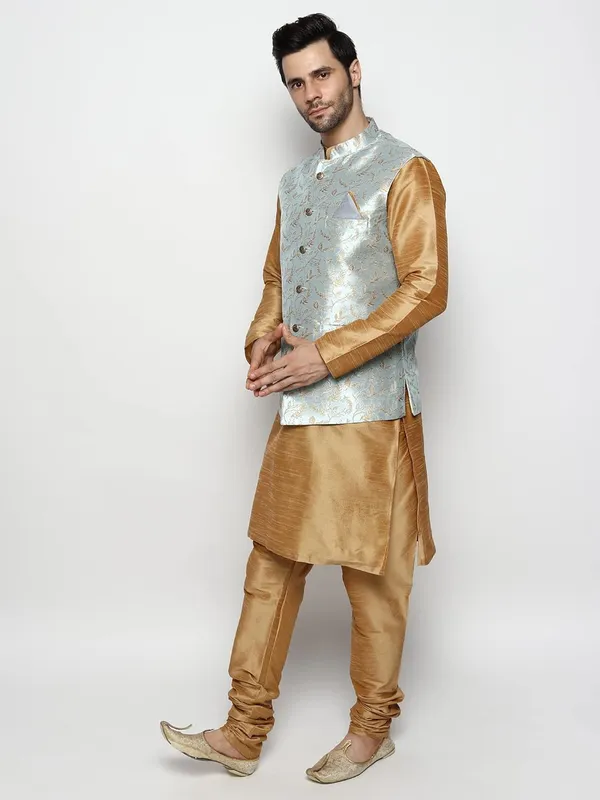 Men's_Silk_Blend_Kurta_Pajama_with_Designer_Ethnic_Nehru_Jacket/Modi_Jacket?