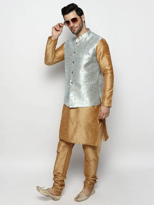 Men's_Silk_Blend_Kurta_Pajama_with_Designer_Ethnic_Nehru_Jacket/Modi_Jacket?