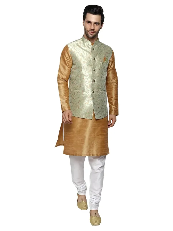 Men's_Silk_Blend_Kurta_Pajama_with_Designer_Ethnic_Nehru_Jacket/Modi_Jacket?
