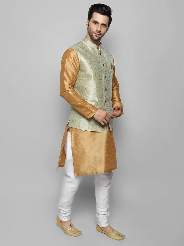 Men's_Silk_Blend_Kurta_Pajama_with_Designer_Ethnic_Nehru_Jacket/Modi_Jacket?
