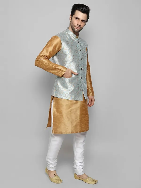 Men's_Silk_Blend_Kurta_Pajama_with_Designer_Ethnic_Nehru_Jacket/Modi_Jacket?