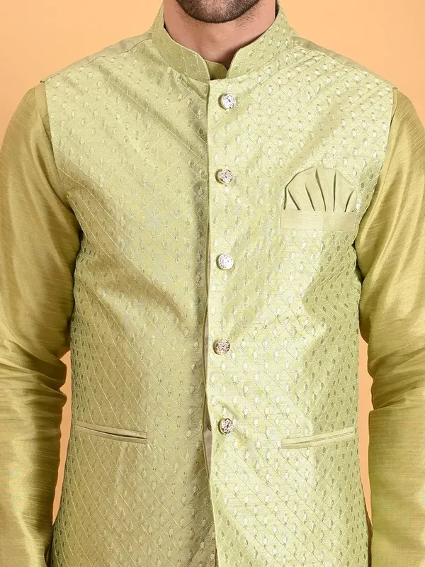 Men's_Silk_Blend_Kurta_Pajama_with_Designer_Ethnic_Nehru_Jacket/Modi_Jacket
