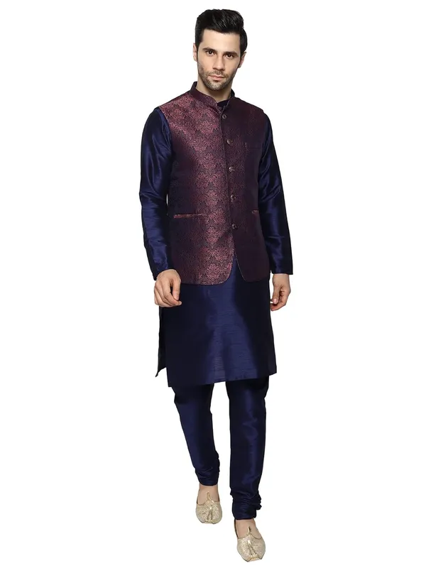 Men's_Silk_Blend_Kurta_Pajama_with_Designer_Ethnic_Nehru_Jacket/Modi_Jacket?