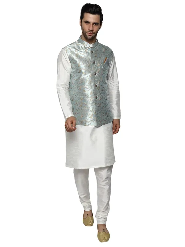 Men's_Silk_Blend_Kurta_Pajama_with_Designer_Ethnic_Nehru_Jacket/Modi_Jacket?