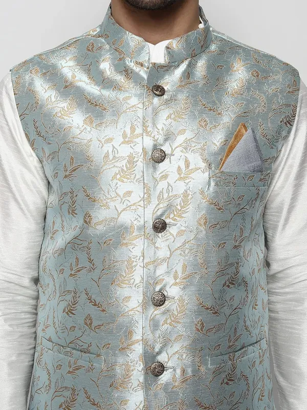 Men's_Silk_Blend_Kurta_Pajama_with_Designer_Ethnic_Nehru_Jacket/Modi_Jacket?