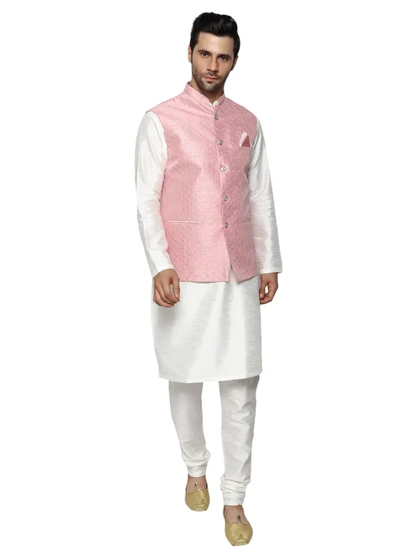 Men's_Silk_Blend_Regular_Kurta_Churidar_Pyjama_with_Bundi_Nehru_Jacket/Waistcoat