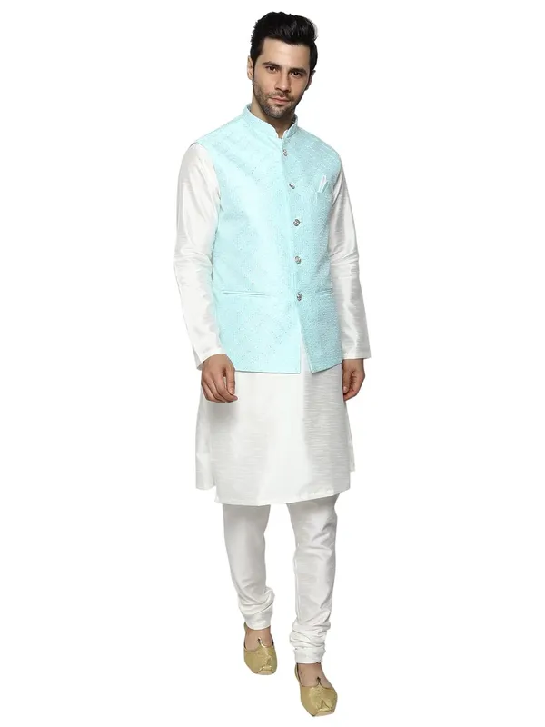 Men's_Silk_Blend_Regular_Kurta_Churidar_Pyjama_with_Bundi_Nehru_Jacket/Waistcoat