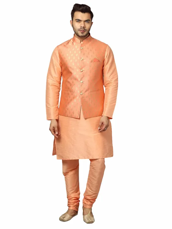 Men's_Silk_Blend_Regular_Kurta_Churidar_Pyjama_with_Bundi_Nehru_Jacket/Waistcoat