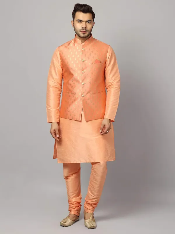 Men's_Silk_Blend_Regular_Kurta_Churidar_Pyjama_with_Bundi_Nehru_Jacket/Waistcoat