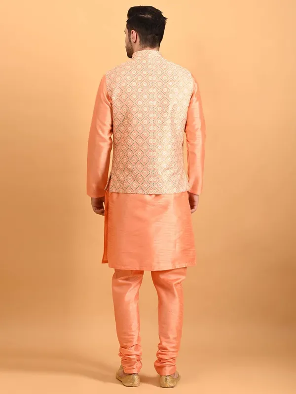 Men's_Silk_Blend_Kurta_Pajama_with_Designer_Ethnic_Nehru_Jacket/Modi_Jacket