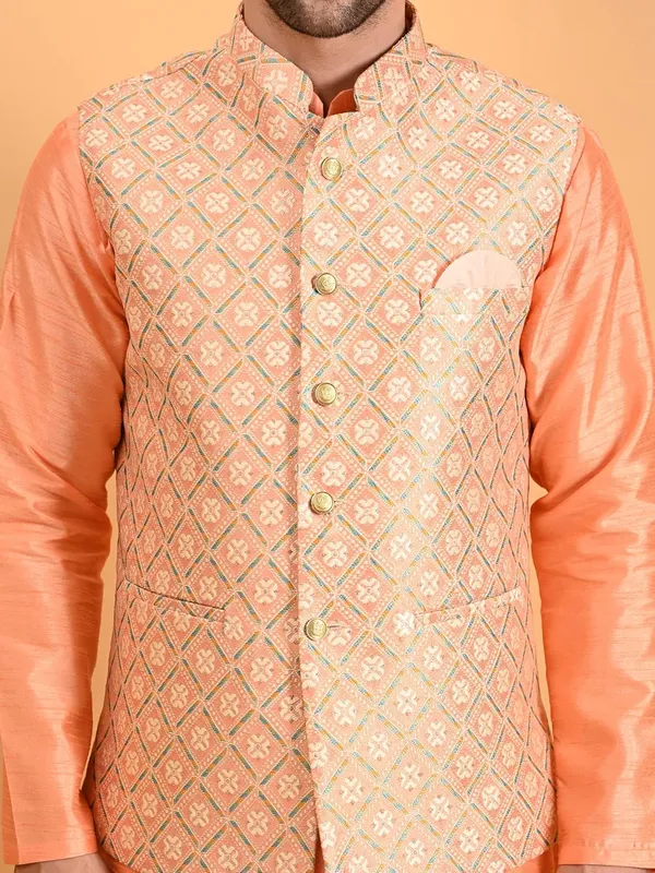 Men's_Silk_Blend_Kurta_Pajama_with_Designer_Ethnic_Nehru_Jacket/Modi_Jacket