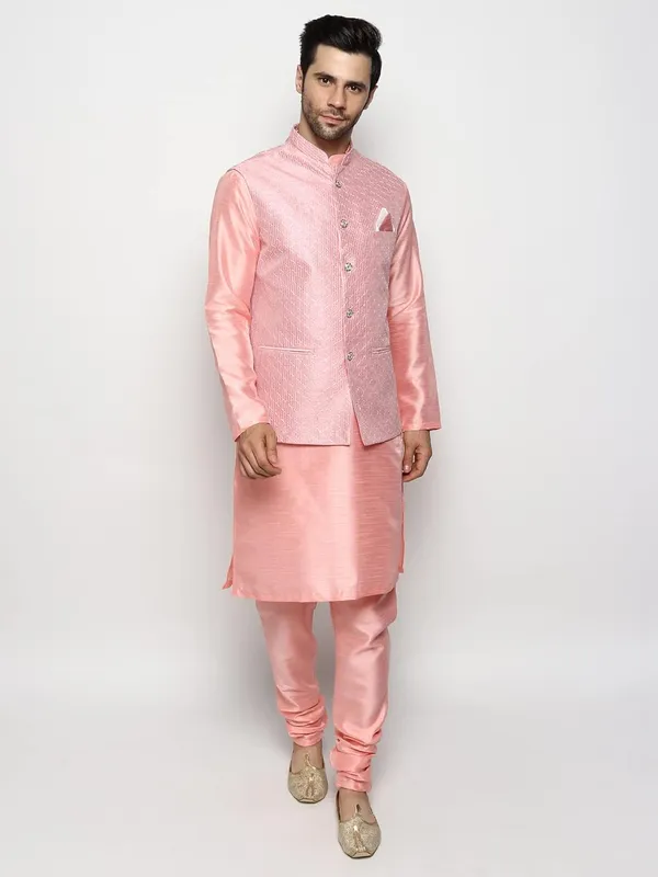 Men's_Silk_Blend_Regular_Kurta_Churidar_Pyjama_with_Bundi_Nehru_Jacket/Waistcoat