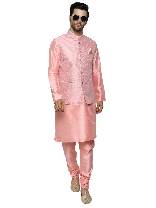 Men's_Silk_Blend_Regular_Kurta_Churidar_Pyjama_with_Bundi_Nehru_Jacket/Waistcoat