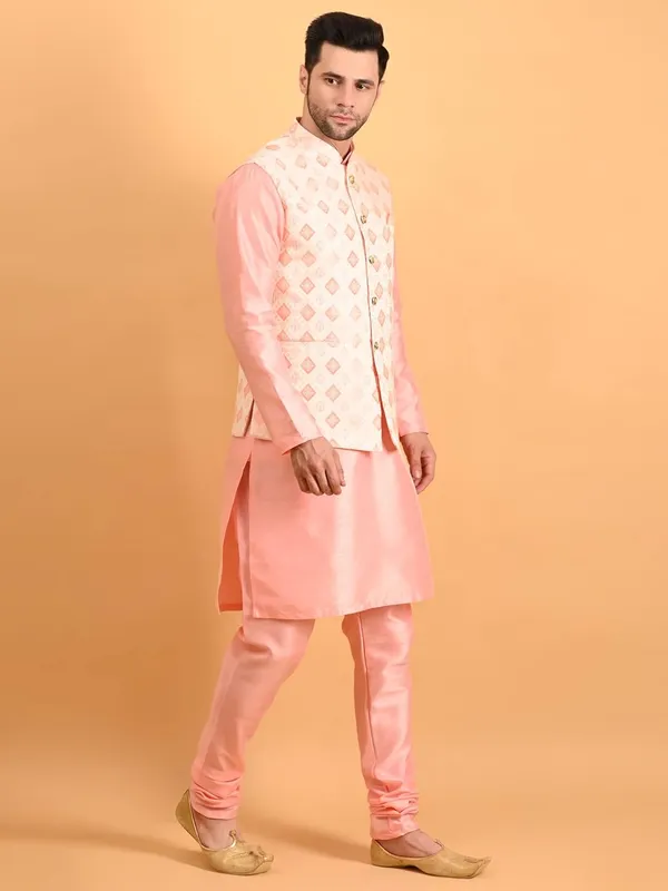 Men's_Silk_Blend_Kurta_Pajama_with_Designer_Ethnic_Nehru_Jacket/Modi_Jacket
