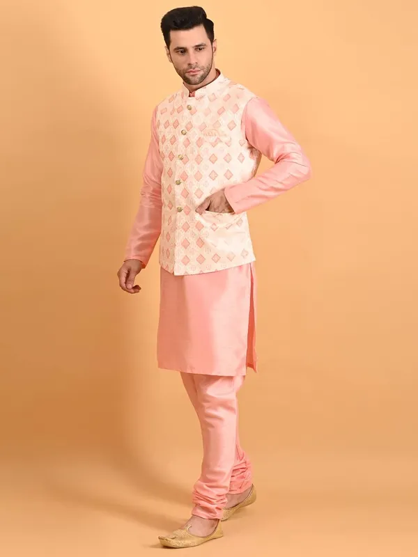 Men's_Silk_Blend_Kurta_Pajama_with_Designer_Ethnic_Nehru_Jacket/Modi_Jacket