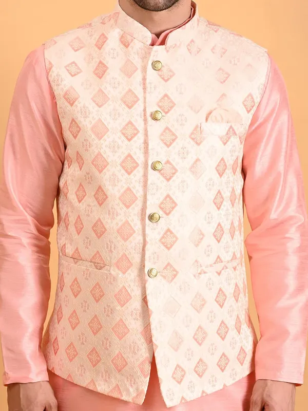 Men's_Silk_Blend_Kurta_Pajama_with_Designer_Ethnic_Nehru_Jacket/Modi_Jacket
