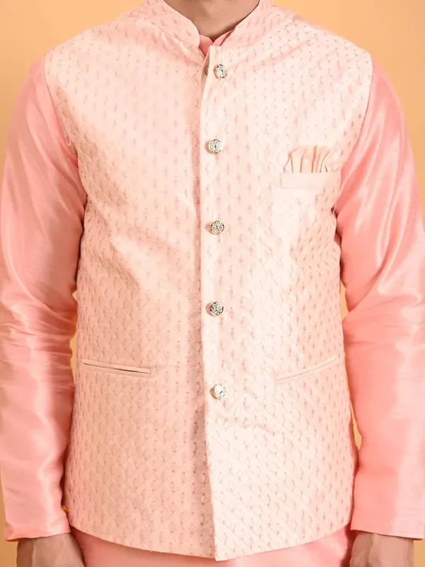 Men's_Silk_Blend_Kurta_Pajama_with_Designer_Ethnic_Nehru_Jacket/Modi_Jacket