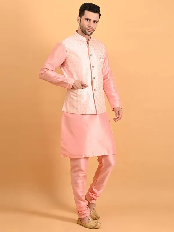 Men's_Silk_Blend_Kurta_Pajama_with_Designer_Ethnic_Nehru_Jacket/Modi_Jacket