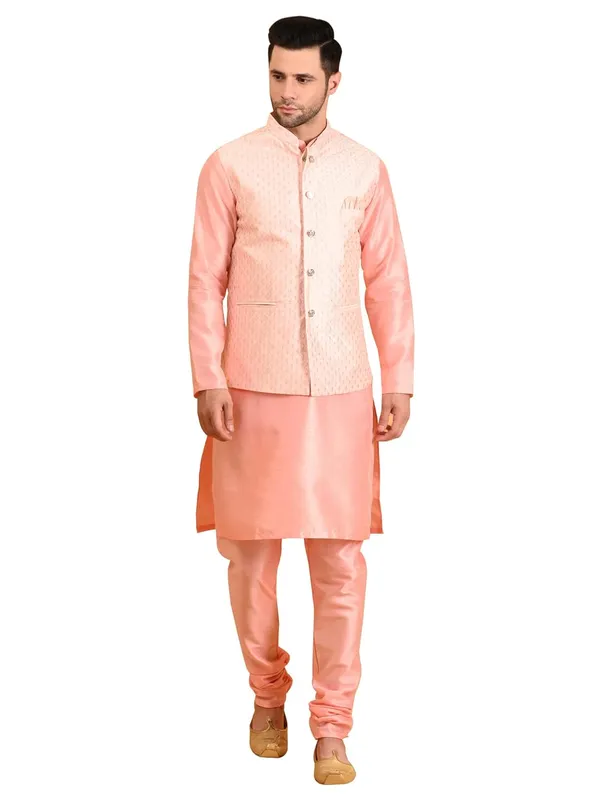 Men's_Silk_Blend_Kurta_Pajama_with_Designer_Ethnic_Nehru_Jacket/Modi_Jacket