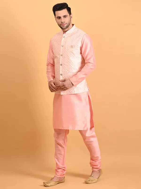 Men's_Silk_Blend_Kurta_Pajama_with_Designer_Ethnic_Nehru_Jacket/Modi_Jacket