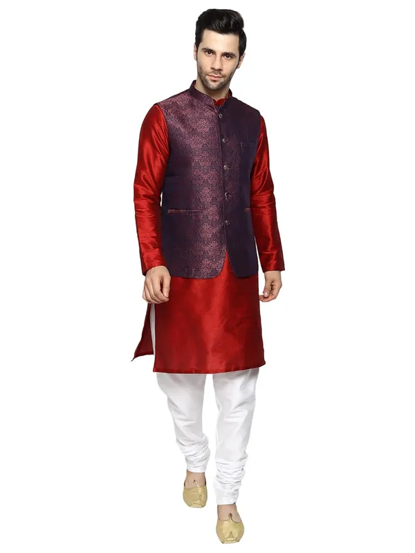Men's_Silk_Blend_Kurta_Pajama_with_Designer_Ethnic_Nehru_Jacket/Modi_Jacket?